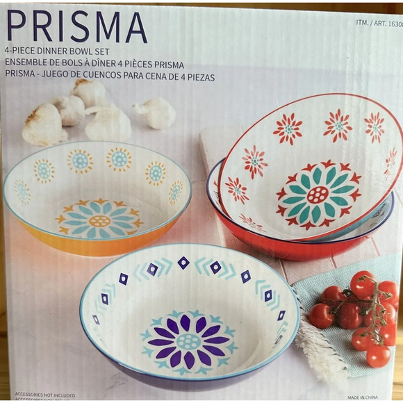 Baum Prisma Stoneware Dinner Bowl Set, 4 Piece Set, Stackable, Beautiful, NIB - Picture 8 of 12